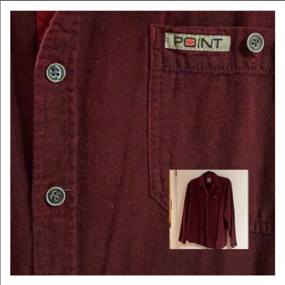 POINT ZERO Burgundy Denim Men’s Shirt !!! Size Large - Picture 2 of 8